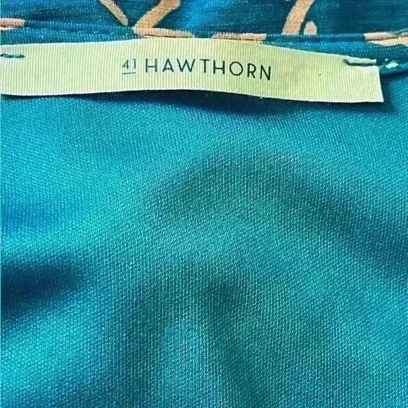 41Hawthorn Faux Wrap Dress 3/4 Sleeve Pink Teal Linded Size Small - Picture 5 of 5